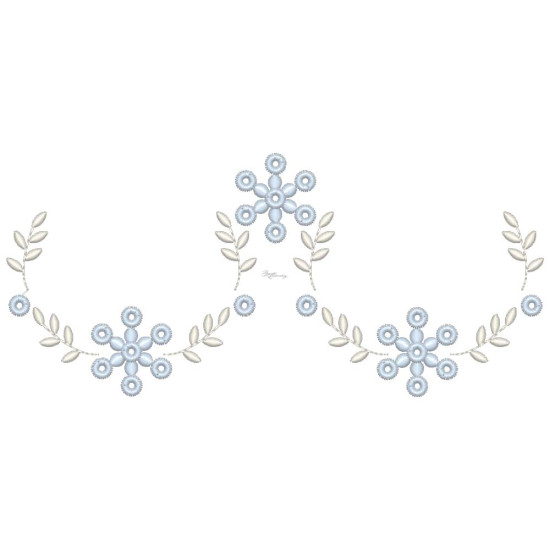  heirloom embroidery on cream silk with delicate eyelets, floral motifs, and fine satin stitches.