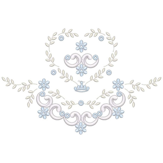  heirloom embroidery on cream silk with delicate eyelets, floral motifs, and fine satin stitches.
