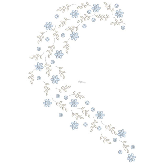  heirloom embroidery on cream silk with delicate eyelets, floral motifs, and fine satin stitches.