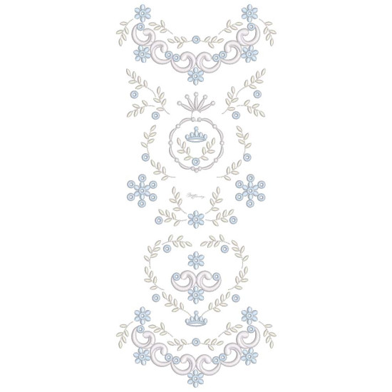  heirloom embroidery on cream silk with delicate eyelets, floral motifs, and fine satin stitches.