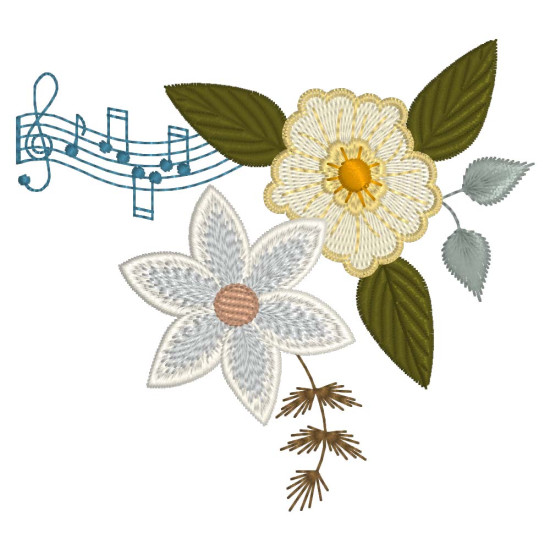 Floral machine embroidery designs with musical twist