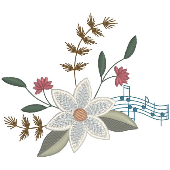 Floral machine embroidery designs with musical twist