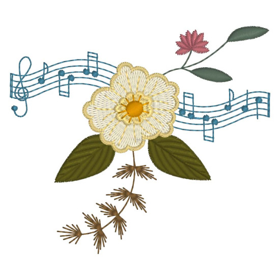 Floral machine embroidery designs with musical twist