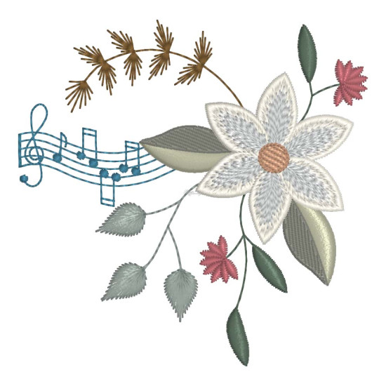 Floral machine embroidery designs with musical twist