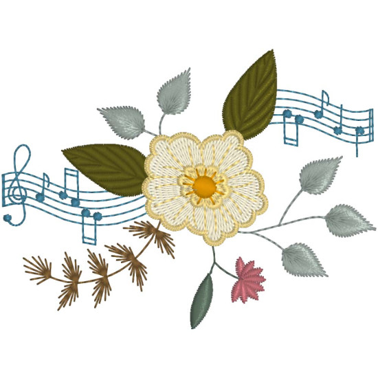 Floral machine embroidery designs with musical twist