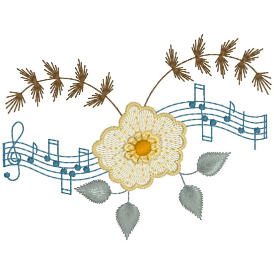 Floral machine embroidery designs with musical twist