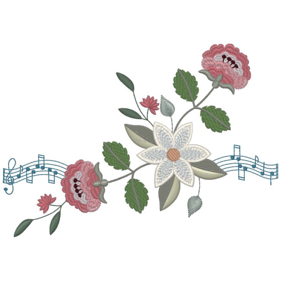 Floral machine embroidery designs with musical twist