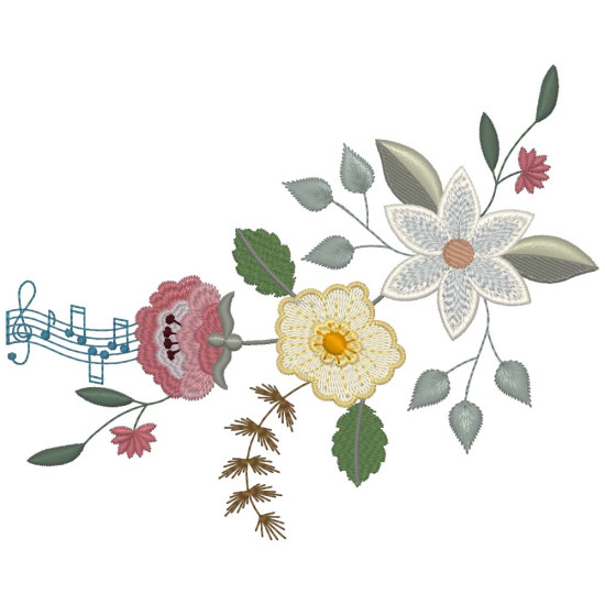 Floral machine embroidery designs with musical twist
