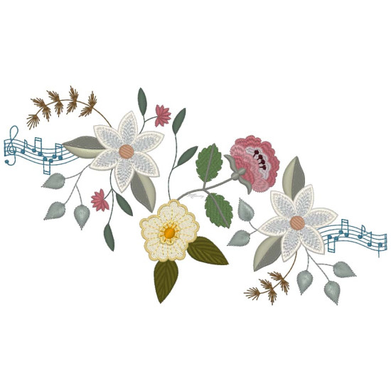 Floral machine embroidery designs with musical twist