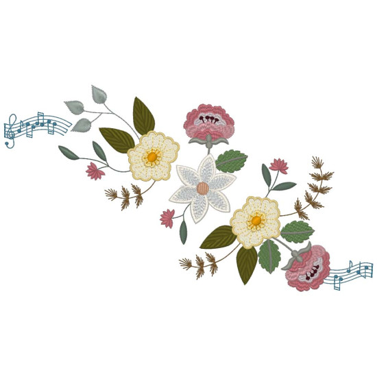 Floral machine embroidery designs with musical twist