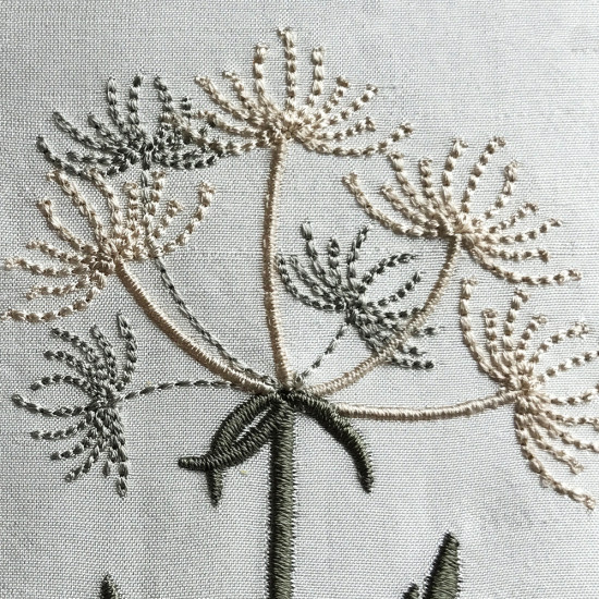 Summer meadows botanical machine embroidery