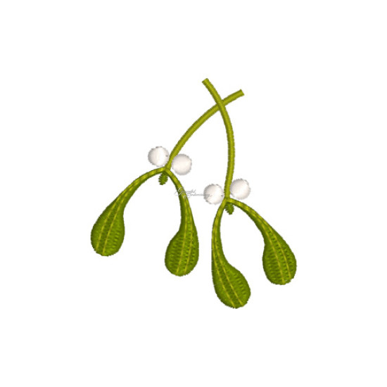 Botanical machine embroidery: hellebores, green leaves, red berries  