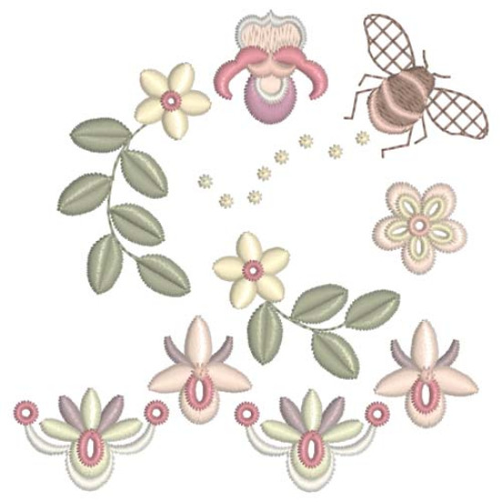 Beatrice Orchid floral embroidery designs