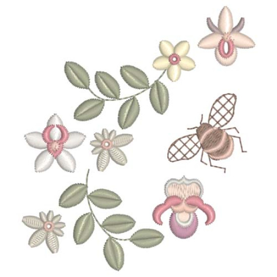 Beatrice Orchid floral embroidery designs