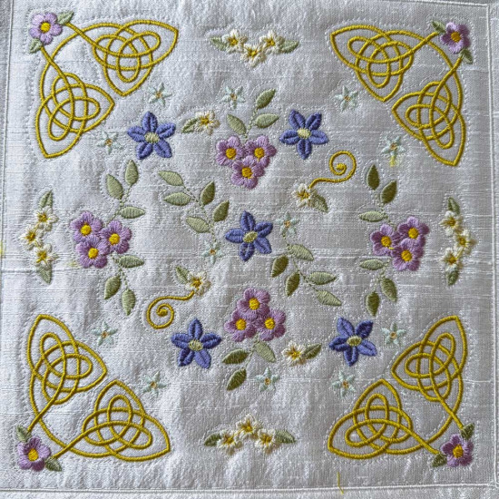 Celtic Grace machine embroidered quilt blocks