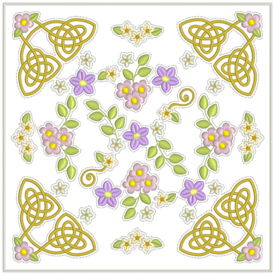 Celtic Grace machine embroidered quilt blocks