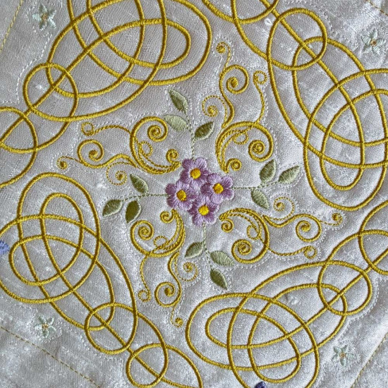 Celtic Grace machine embroidered quilt blocks