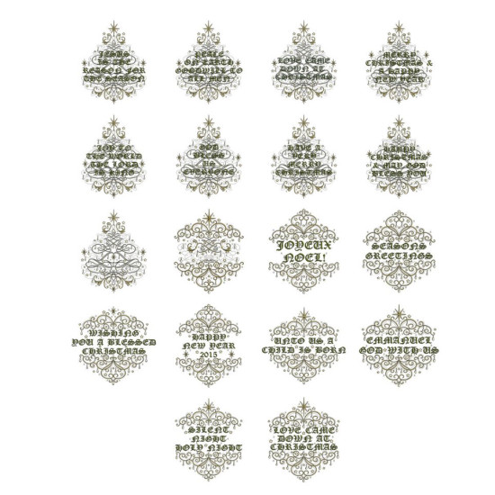 Elegant Christmas messages embroidery designs