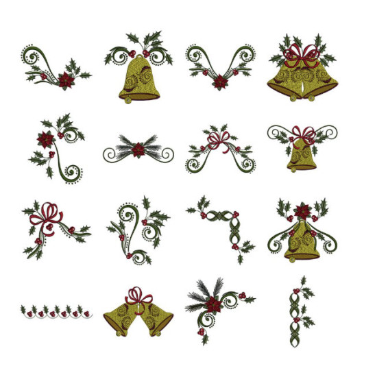 Holly Bells Christmas embroidery designs