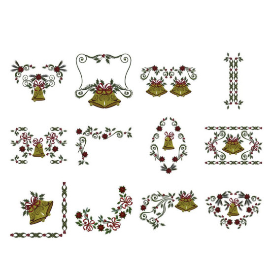 Holly Bells Christmas embroidery designs
