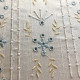  heirloom embroidery on cream silk with delicate eyelets, floral motifs, and fine satin stitches.