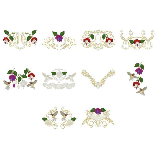 Renaissance Fuchsias Machine embroidery designs