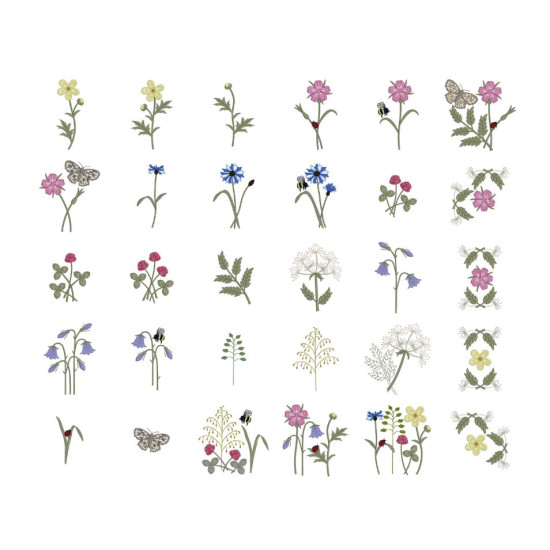 Summer meadows botanical machine embroidery