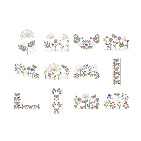 Summer meadows botanical machine embroidery