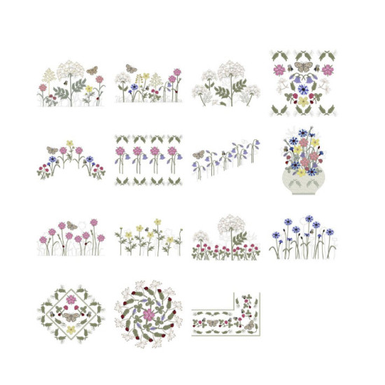 Summer meadows botanical machine embroidery