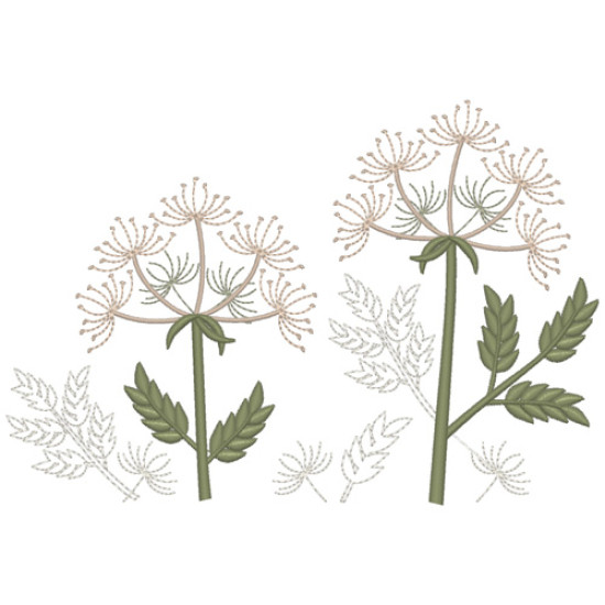 Summer meadows botanical machine embroidery