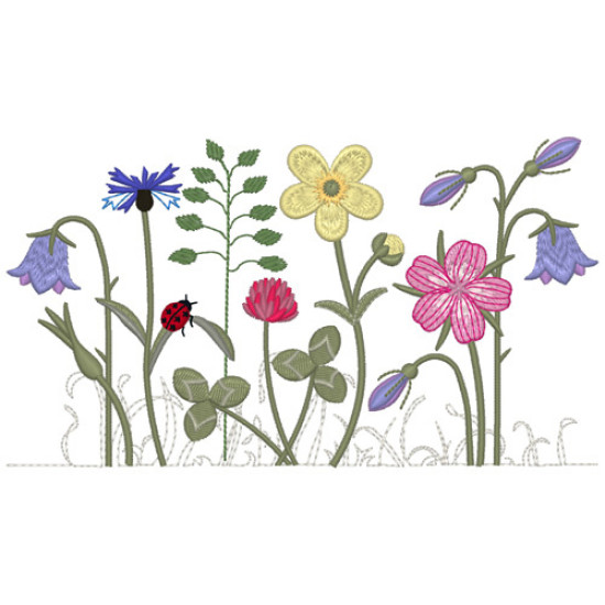 Summer meadows botanical machine embroidery