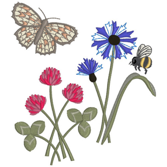Summer meadows botanical machine embroidery