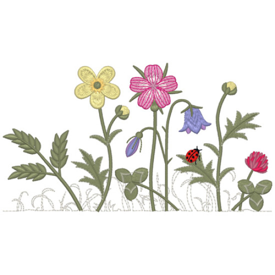 Summer meadows botanical machine embroidery