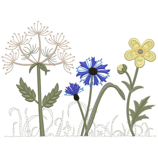 Summer meadows botanical machine embroidery