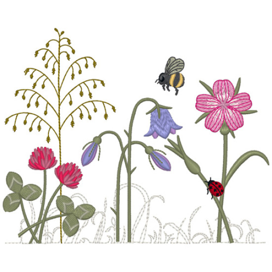 Summer meadows botanical machine embroidery