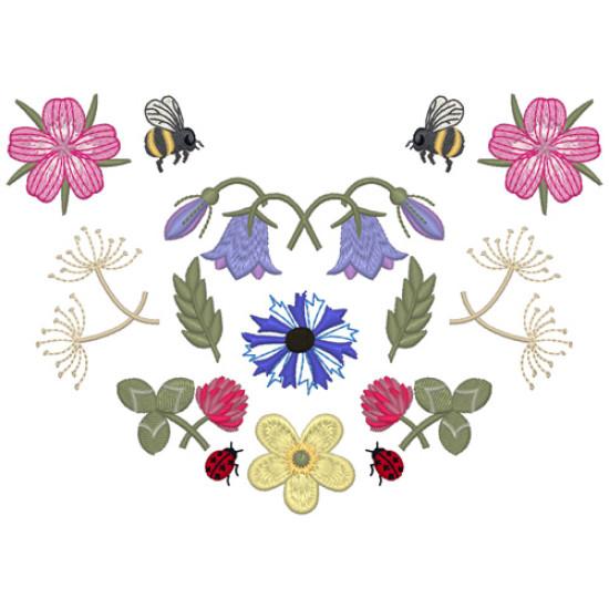 Summer meadows botanical machine embroidery