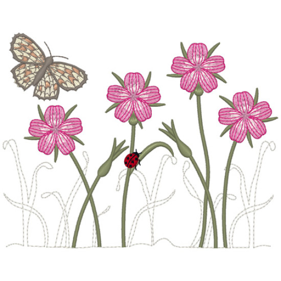 Summer meadows botanical machine embroidery