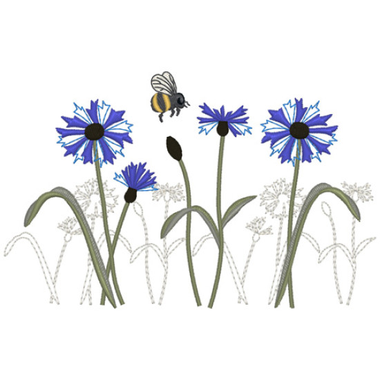 Summer meadows botanical machine embroidery