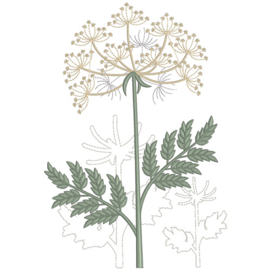 Summer meadows botanical machine embroidery
