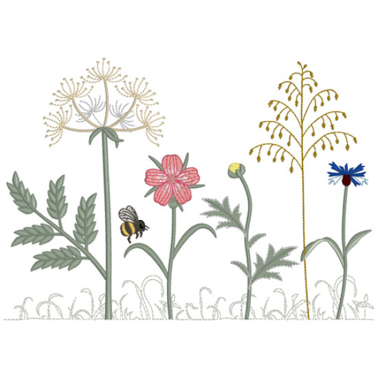 Summer meadows botanical machine embroidery