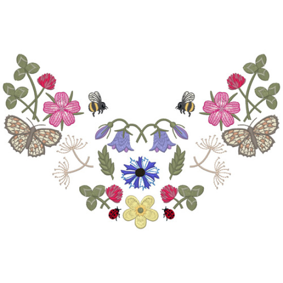 Summer meadows botanical machine embroidery