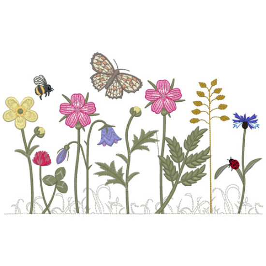 Summer meadows botanical machine embroidery