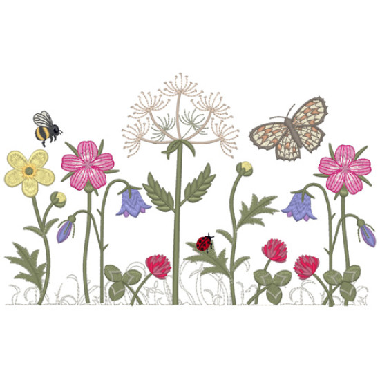 Summer meadows botanical machine embroidery