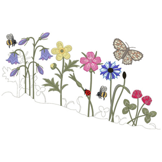 Summer meadows botanical machine embroidery