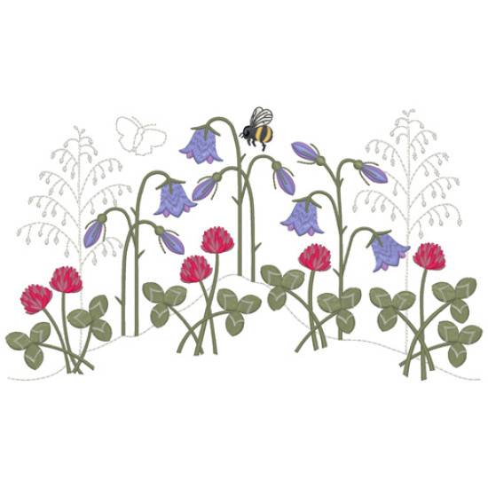 Summer meadows botanical machine embroidery