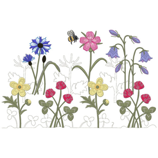 Summer meadows botanical machine embroidery