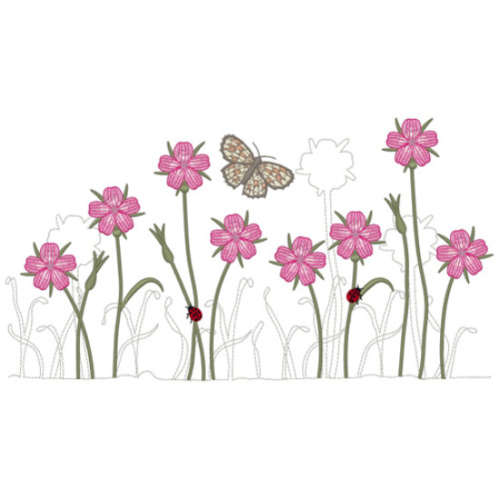 Summer meadows botanical machine embroidery