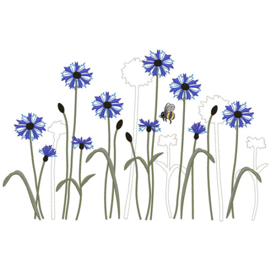 Summer meadows botanical machine embroidery