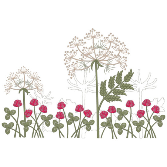 Summer meadows botanical machine embroidery