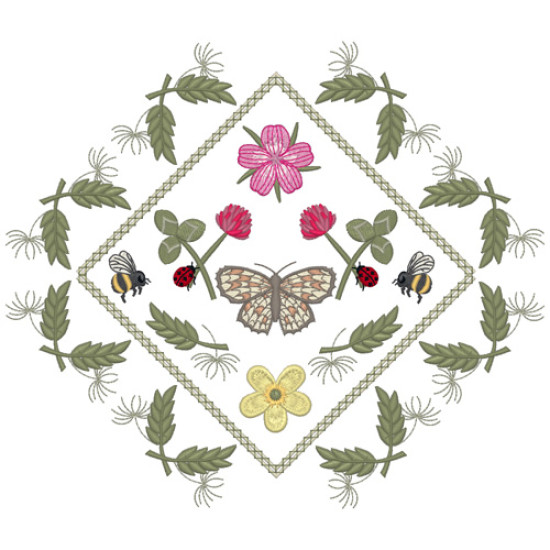 Summer meadows botanical machine embroidery